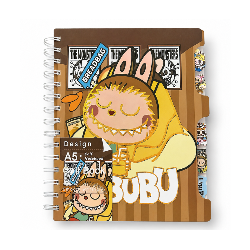 Cahier à Spirales LABUBU A5 Marron avec Couverture Rigide - Original et Kawaii | Maroc