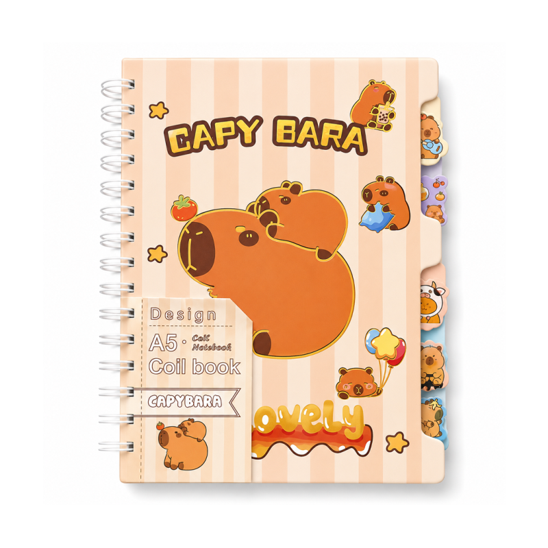 Carnet à Spirales A5 Capybara Lovely avec Design Mignon - Doux et Tendance | Maroc