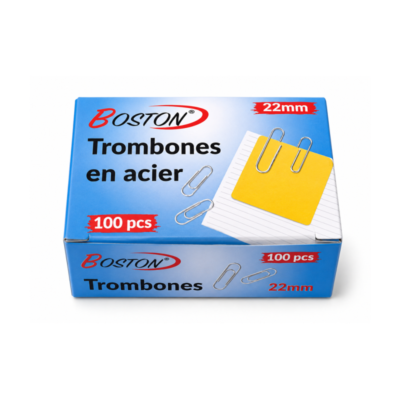 Trombones 22 mm BOSTON - Organisation Simple et Efficace de Vos Documents | Maroc