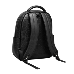Sac à Dos en Cuir Noir Effet Crocodile avec Poche Avant Zippée - Élégant et Fonctionnel | Maroc