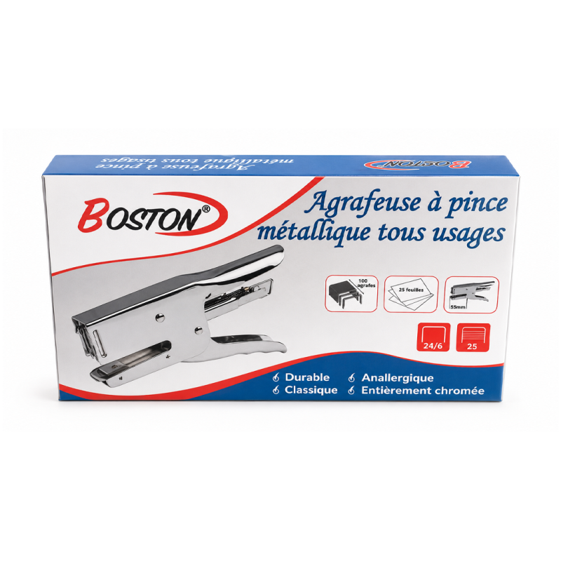 Agrafeuse à Pince BOSTON BS1212 Compatible Agrafes 24/6 - Compacte, Robuste et Professionnelle | Maroc