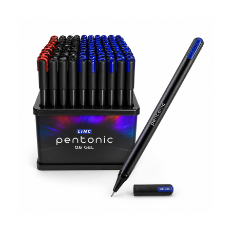 Stylo Gel LINC Pentonic 0.6 mm Bleu – Tub de 100 Stylos - Écriture Fluide et Confortable |Maroc