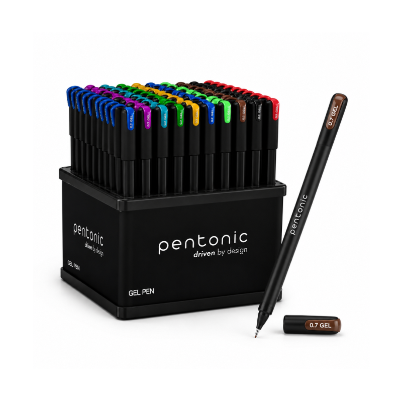 Stylo Gel LINC Pentonic Marron – Tub de 100 Stylos (0.6 mm, 0.7 mm et 1.0 mm) - Écriture Fluide et Couleur Élégante | Maroc