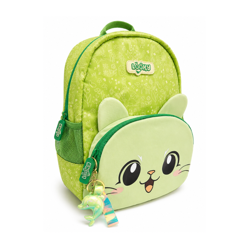 Sac à Dos Enfant 12" à 2 Poches – Motifs Animés avec Porte-Clés - Tissu Satiné Imperméable | Maroc