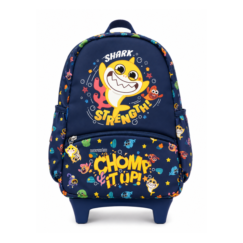 Cartable à Roulettes Trolley 12" Baby Shark ND12-TRG - 2 Poches, Tissu Satiné Imperméable | Maroc