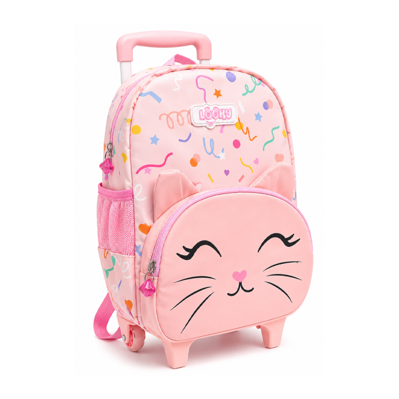Cartable à Roulettes Trolley 12" Enfant TD24-2 - Motifs Animés, 2 Poches et Porte-Clés Inclus | Maroc