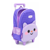 Cartable à Roulettes Trolley 12" Violet Enfant TD24-2 - Motifs Animés, 2 Poches et Porte-Clés Inclus | Maroc