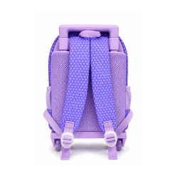 Cartable à Roulettes Trolley 12" Violet Enfant TD24-2 - Motifs Animés, 2 Poches et Porte-Clés Inclus | Maroc