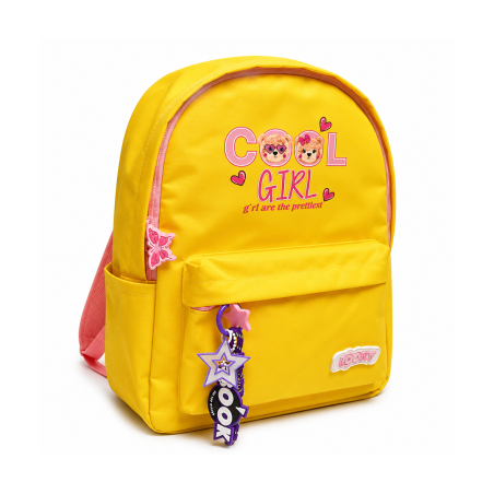 Sac à Dos 16" Enfant Jaune à 2 Poches avec Porte-Clés - Motifs Fille et Garçon | Maroc