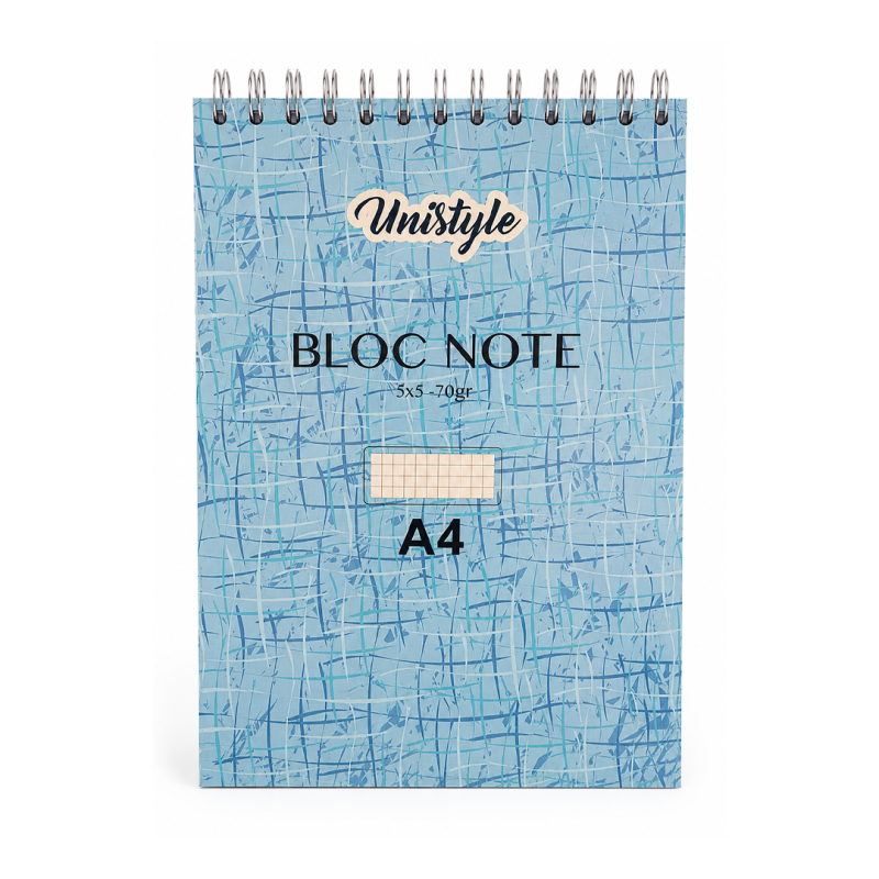 Bloc-Notes Multicolore A4 UNISTYLE 47954 – 160 Pages 70g Dos Carré - Grand Format et Pratique | Maroc