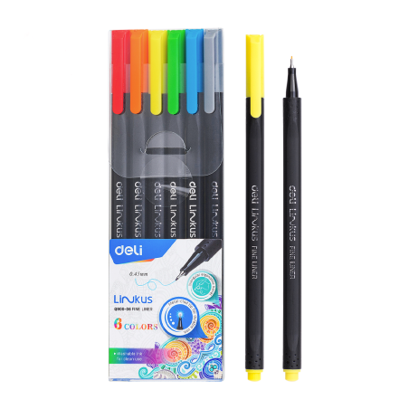 Feutres Fineliner DELI EQ900-06 – Boîte de 6 Couleurs - Feutres de Précision pour Écriture et Dessin | Maroc