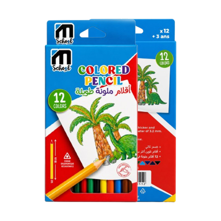Crayons de Couleur Triangle M.SCHOOL 18 cm Réf. 12703 - Boîte de 12 Crayons Ergonomiques pour Dessin et Coloriage | Maroc