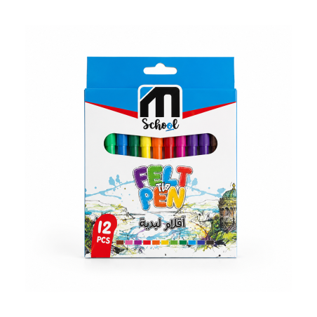 Feutres de Coloriage M.SCHOOL Boîte de 12 Réf. MS-20231225 - Feutres à Pointe Fine pour Dessin | Maroc
