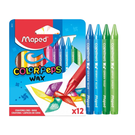 Crayons de Cire MAPED Color'Peps Wax Boîte de 12 Réf. 861011 - Crayons Wax pour Coloriage et Loisirs Créatifs | Maroc