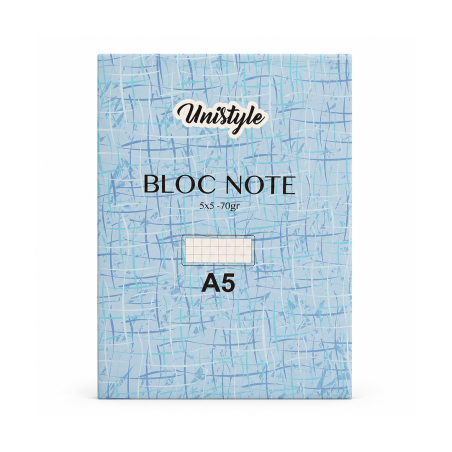 Bloc-Notes Carré UNISTYLE 160 Pages 70 g/m² - Carnet de Notes pour Bureau, École et Usage Quotidien | Maroc