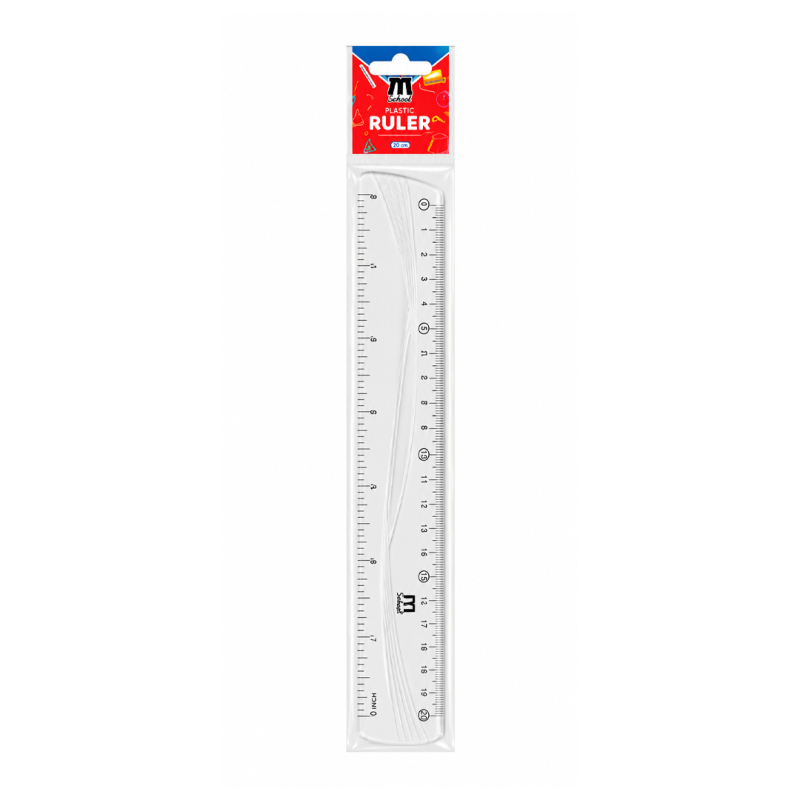 Double Décimètre Transparent M.SCHOOL Réf. MS-2434 - Règle Graduée 20 cm pour École, Bureau et Dessin Technique | Maroc