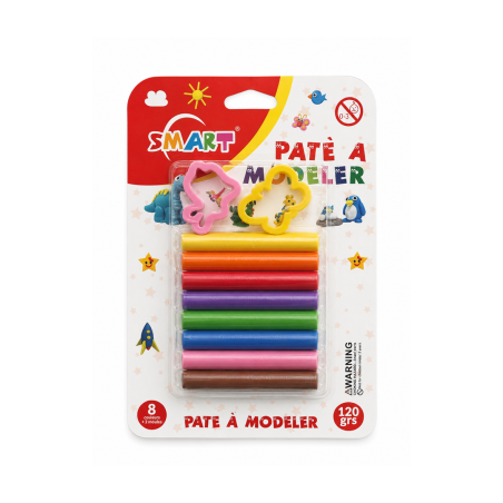 Pâte à Modeler SMART Réf. 120/08 – 8 Couleurs 120 g - Pâte à Modeler Souple et Créative pour Enfants, École et Loisirs | Maroc