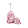 Set Cartable à Roulettes AODASI avec Sac à Goûter - Motif Floral Rose et Blanc |Maroc