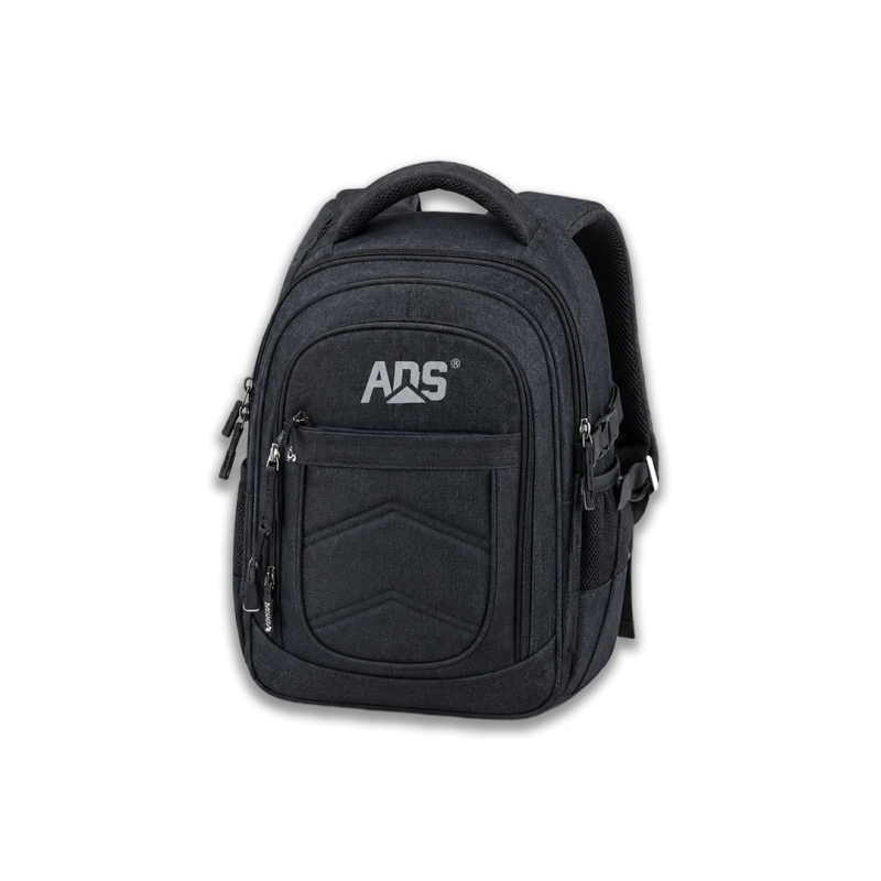 Sac à Dos Noir ADS - Design Robuste avec Plusieurs Compartiments Zippés - Scolaire et Loisirs |  Maroc