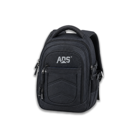 Sac à Dos Noir ADS - Design Robuste avec Plusieurs Compartiments Zippés - Scolaire et Loisirs |  Maroc