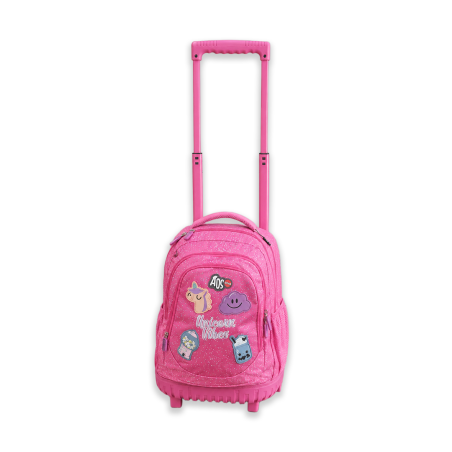 Cartable à Roulettes Rose Licorne LYC Sac Pink Unicorn Vibes - Motif Licornes et Tasses de Thé | Maroc